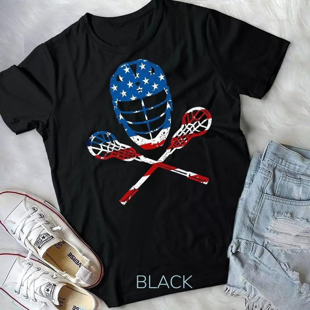Lacrosse American Flag Lax Helmet Sticks Unisex Shirt